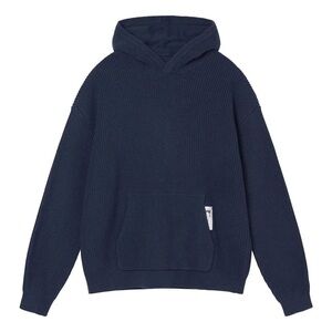 Stussy Men's Cotton Knit Hoodie in Navy Blue